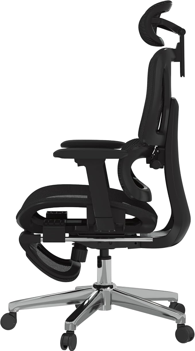 FLEXISPOT ErgoX Premium Ergonomic Office Chair with Footrest- Adjustable 3D Armrests, Dynamic Lumbar Support, Recline & Tilt Function, Mesh Seat, for Home & Office Use,Black