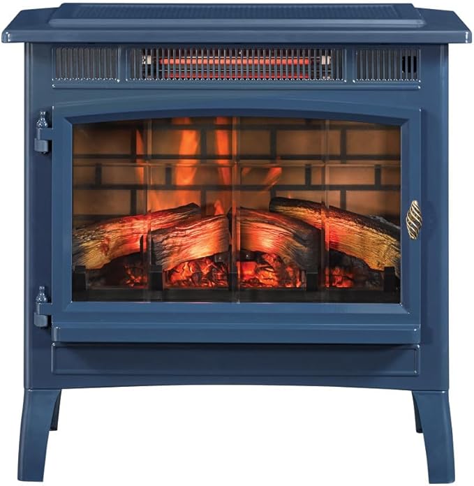 duraflame Freestanding Electric Fireplace Stove Heater with 3D Flame Effect for 1,000 Sq. Ft. Room, Navy