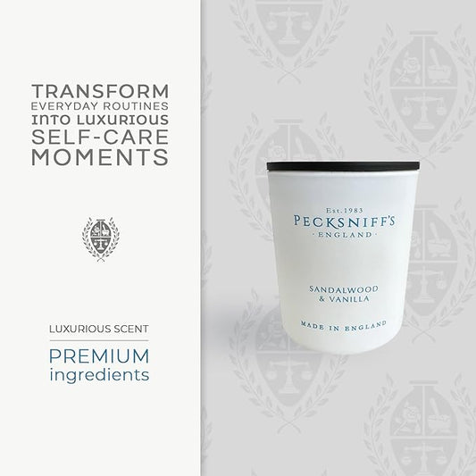 Pecksniff's Sandalwood & Vanilla Luxury Scented Candle | 1 Wick, 100 g/3.5 oz