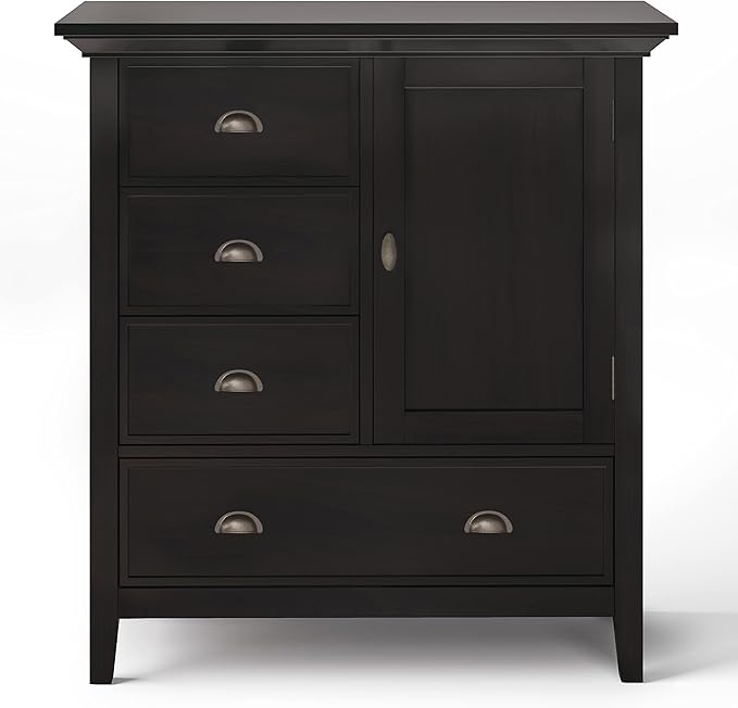SIMPLIHOME Redmond SOLID WOOD 39 Inch Wide Transitional Medium Storage Cabinet in Hickory Brown, For the Living Room, Entryway and Family Room