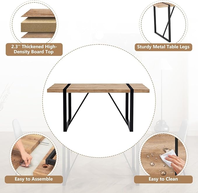Dining Table Set for 8,9 Piece Dining Table Set,71'' Kitchen Table and Suede Nap Fabic Chairs Set of 8,for Kitchen Dining Room