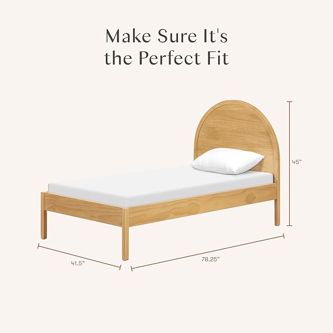 Babyletto Bondi Twin Bed for Kids - GREENGUARD Gold Certified - Twin Bed Frames with Arched Headboard - Universal Mattress Fit - No Box Spring Needed, Perfect for Boys/Girls Room & Guest Rooms, Honey