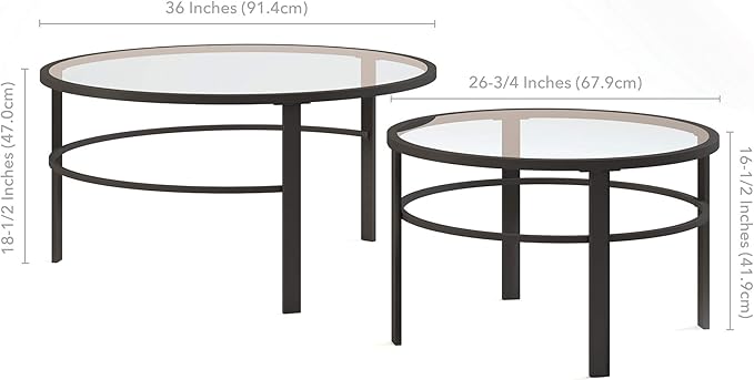 Henn&Hart Round Nested Coffee Table in Blackened Bronze, Coffee Table coffee tables for living room, studio apartment essentials, 36" Wide