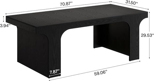 Tribesigns 70.9-Inch Executive Desk, Large Wooden Computer Office Desk, Modern Writing Table Business Workspace Home Office Furniture with Arched Design, Black