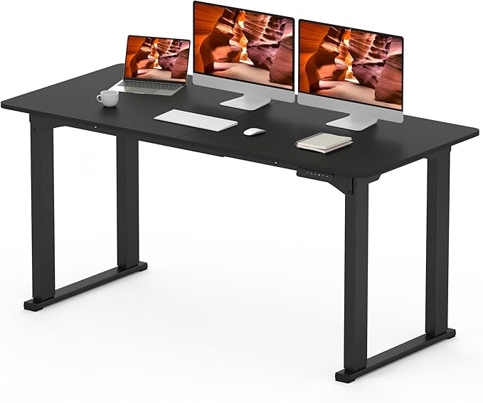 4 Legs Standing Desk, Large 63x28 Inches Electric Adjustable Height Desks with Splice Board, Stand Up DesksHome Office Computer Workstation, Black