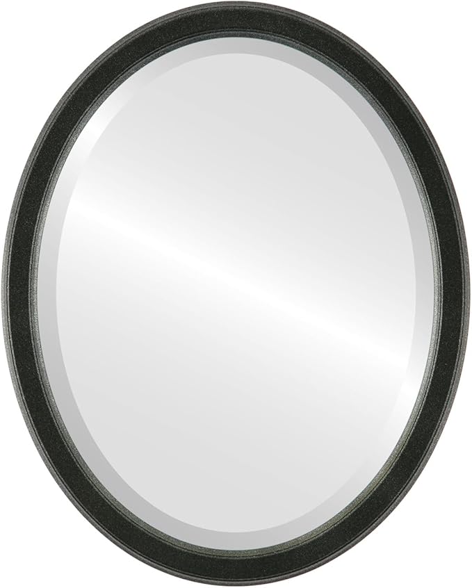 OVALCREST Oval Beveled Wall Mirror for Home Decor - Toronto Style - Black Silver - 18" x 14"
