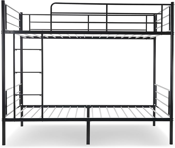 Bunk Beds,Bunk Bed Twin Over Twin for Kids Teens Adults with Ladders and Guardrail,Sturdy Literas Heavy Duty Metal Slats,400 lbs Capacity,No Spring Box Required,Black