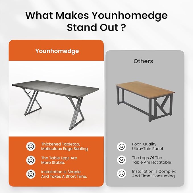 70.9Inch Office Desk, Executive Office Desk,Modern Industrial Style, Z-Shaped Table Legs, Country Black Wood Grain Top, for Home Office, Study, Conference (Ash Black)