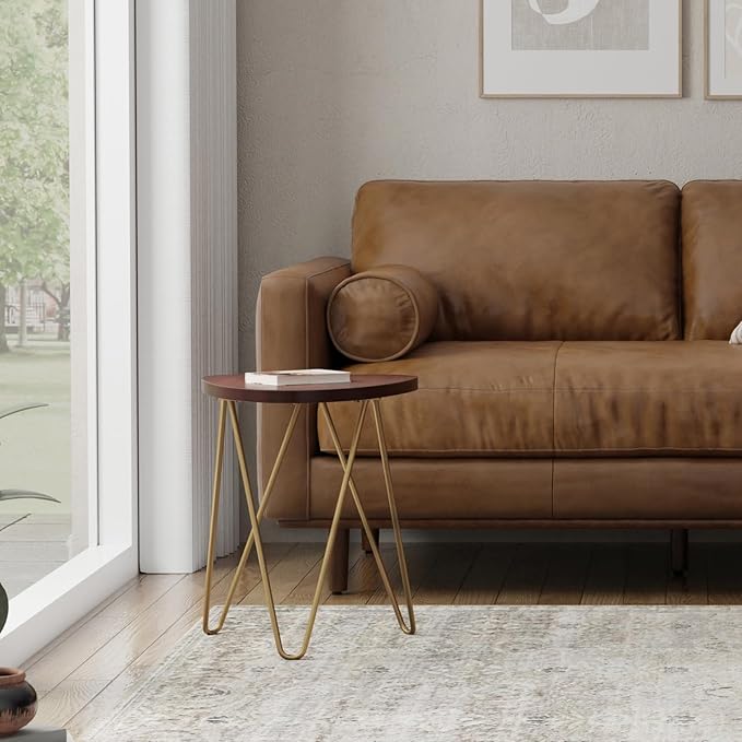SIMPLIHOME Patrice Modern 18 inch Wide Metal and Wood Accent Side Table in Dark Brown for the Living Room and Bedroom