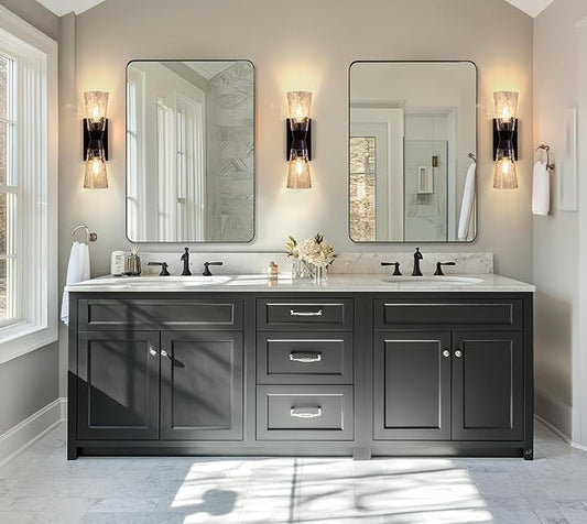 ANDY STAR Wall Mirror for Bathroom, 30"x40" Black Bathroom Mirror, Modern Rounded Rectangle Metal Frame Mirror for Vanity, Matte Stainless Steel
