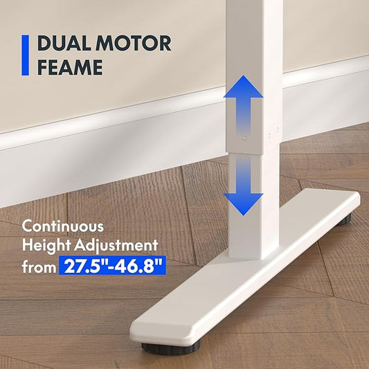 FLEXISPOT E3 Bamboo Dual Motor 72x30 Inch Electric Height Adjustable Standing Desk Whole-Piece Board Sit Stand Up Desk (White Frame + Bamboo Curved Desktop)