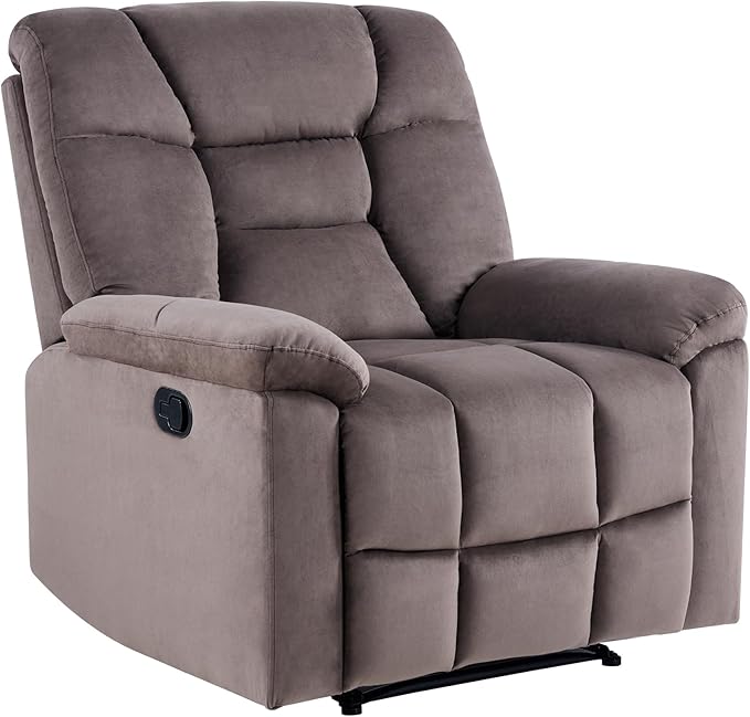EBELLO Set of 2 Manual Recliner Chair for Adults with Soft Padded Headrest and Backrest, Overstuffed Single Recliner Sofa Chair for Living Room, Dark Brown