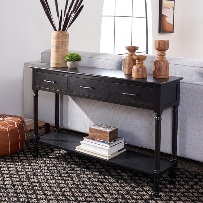 SAFAVIEH Home Collection Peyton Black 3-Drawer Lower Shelf Console Table CNS5705B