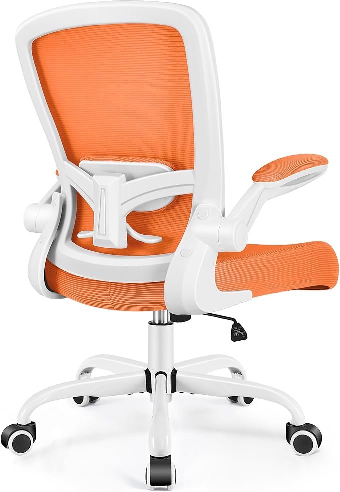FelixKing Office Chair, Ergonomic Desk Chair Breathable Mesh Chairs Adjustable High Back Lumbar Support Flip-up Armrests, Executive Rolling Swivel Comfy Computer Chairs Home Office Sunset Orange