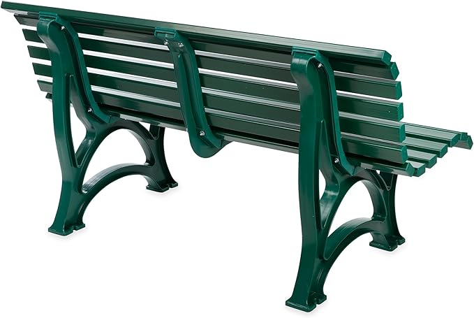 Plow & Hearth Weatherproof German PVC Outdoor Bench | 3-Seat | Holds Up to 500 lbs | Garden Patio Porch Park Deck | Steel and Resin (Green)