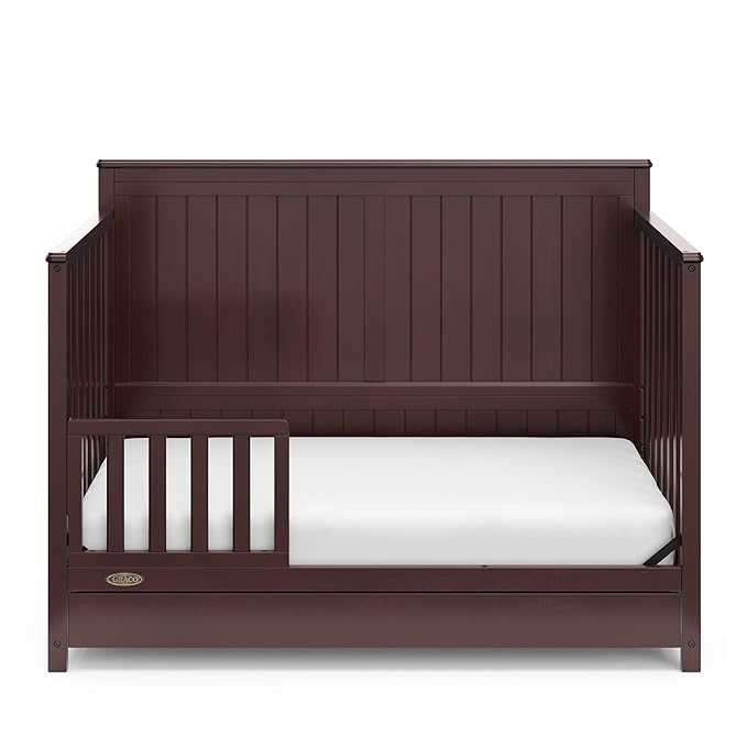 Graco Hadley 5-in-1 Convertible Crib with Drawer (Espresso) – GREENGUARD Gold Certified, Fits Standard Crib Mattress, Converts to Toddler Bed, Daybed and Full Bed, 4 Adjustable Mattress Heights