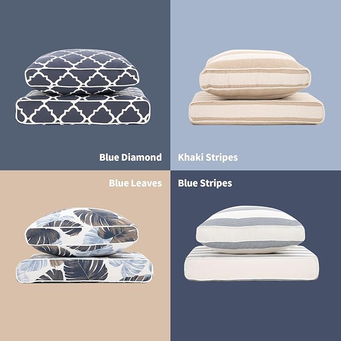 Outdoor Cushion Set for Patio Furniture Deep Seat Chair Cushions Weather Resistant Sofa Chair Pad, 24.4x23.6 Inch, Blue Stripe