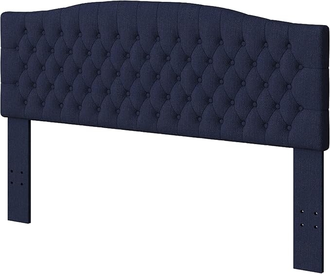 Linen Upholstered Headboard King/Cal King Size Latest Model Wall Mount, Bed Frame Mount, Featuring High-Density Sponge Padding, Luxury Texture Easy Assembly Comfort and Style-Navy Blue