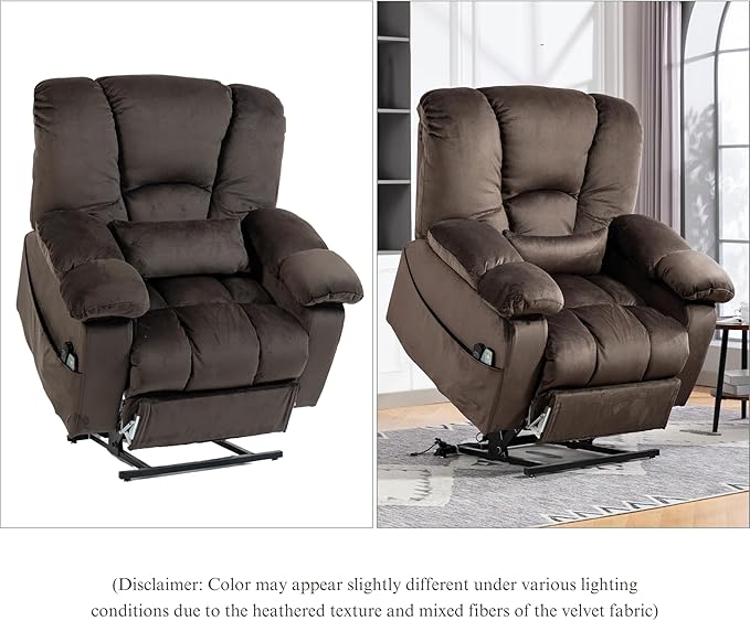 Big Man 500 lbs Power Lift Recliner for Big & Tall Elderly Adults 28 Inch Wide Seat, Lay Flat Lift Recliner Chair with Extended Footrest, Heat Massage, USB Type-C, Flip Arm Storage & Cup Holders