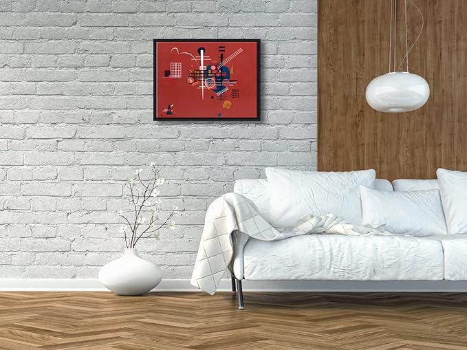 Wieco Art Framed Canvas Wall Art Prints Dull Red,1927 by Wassily Kandinsky Classic Famous Paintings Reproductions Canvas Wall Art for Home Decoration Office decorationsand