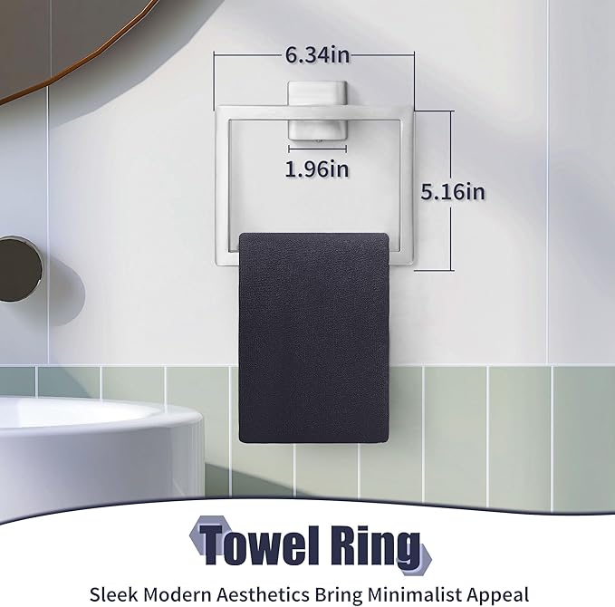 Bathroom Accessory Towel Bar Set: 5 Pieces Brushed Nickel Square Bathroom Hardware SUS304 Stainless Steel - 24 Inch Wall Mounted Towel Rack&Toilet Paper Holder&Towel Ring and Towel Hook