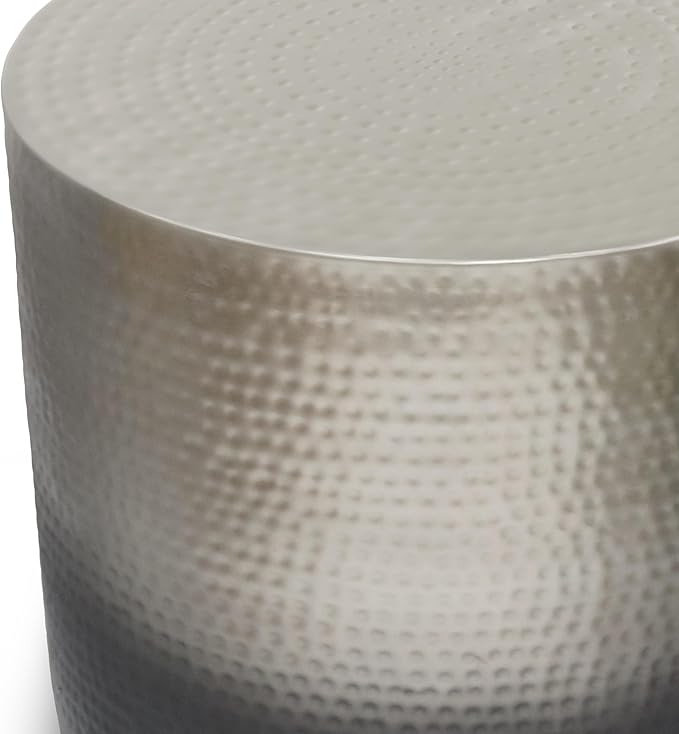 SIMPLIHOME Nova Boho 19 Inch Wide Metal Side Table in Silver Ombre, Fully Assembled, For the Living Room and Bedroom