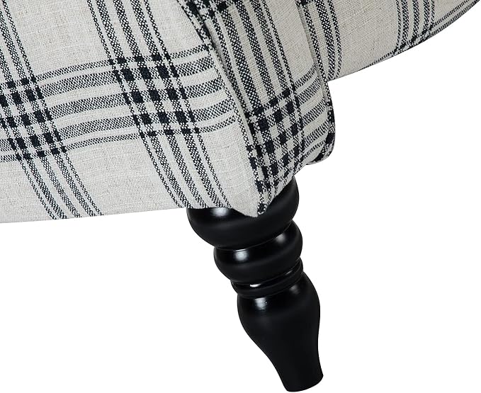 HULALA HOME Upholstered Wingback Recliner Chair, Small Adjustable Footrest Push Back Single Reclining Sofa, Mid Century Modern Lounge Armchair for Living Room, Bedroom, Reading/Plaid Black