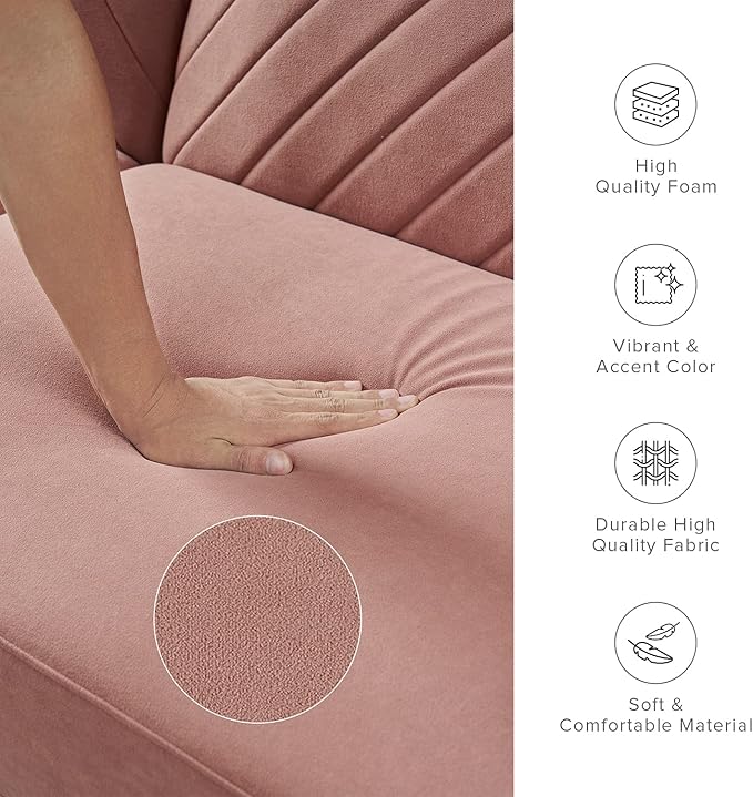 mopio 76.4" Futon Sofa Bed, Couch, Loveseat, Sleeper Sofa, Mid Century Modern Futon Couch, Sofa Cama, Couches for Living Room (Old Rosa Velvet)