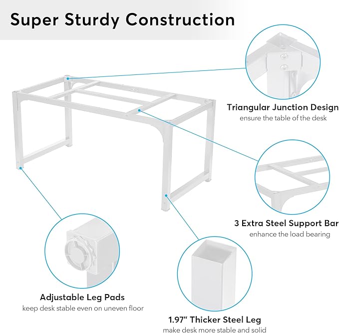 Tribesigns Modern Computer Desk, 63 x 31.5 inch Large Executive Office Desk Computer Table Study Writing Desk Workstation for Home Office, Spliced Desktop, White
