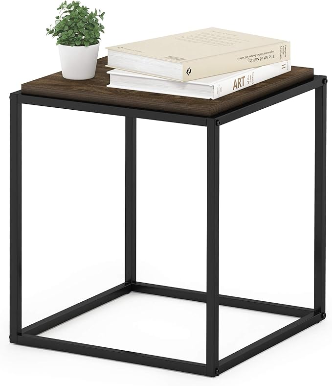 Furinno Moretti Cube Modern Stackable End Table Shelf, Columbia Walnut