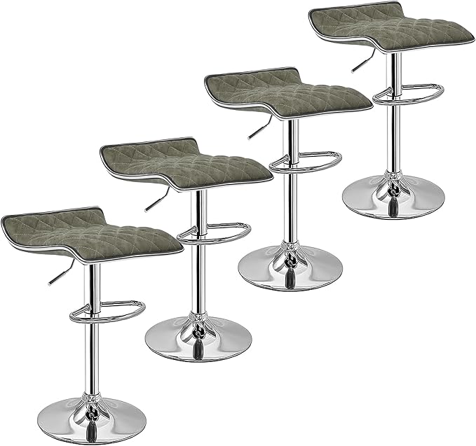 VECELO Bar Stools Set of 4, Adjustable Bar Stools, Bar Height Stools for Kitchen Counter