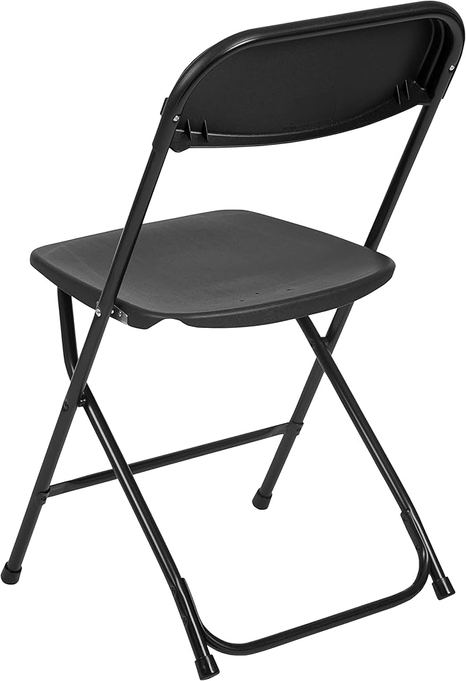 Flash Furniture Hercules Set of 10 Indoor/Outdoor Heavy-Duty Plastic Folding Chairs, Foldable Commercial Stacking Chairs with 650-lb. Static Weight Capacity, Black