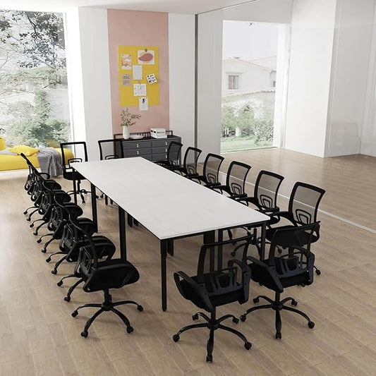 Bonzy Home Ergonomic Conference Room Chairs Set of 8, Rolling Conference Chair with Wheels, Mesh Computer Desk Chair Office Chairs with 360°Swivel, Height Adjustable, 8 Pack