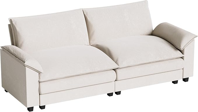 Homall 80" Modular Sectional Sofa, Loveseat Sofa Couch with Double-Layer Cushion, DIY Combination Chenille Deep 2-Seat Cloud Couch for Living Room, Apartment (White, Loveseat Sofa)