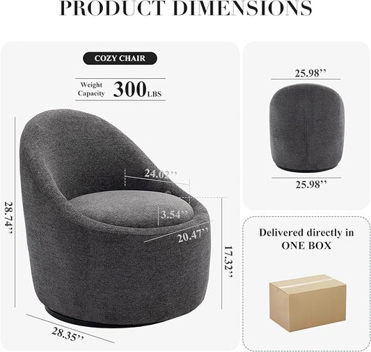 360° Swivel Accent Chair Set of 2, Mid-Century Modern Chair with Hidden Storge, Small Swivel Chair with Arms for Living Room/Office - Dark Grey