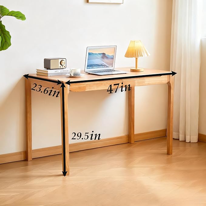 47"x24" Solid Wood Desk with Drawers,Wood Writing Desk for Small Spaces, Home Office Desks for Work,Gaming Study PC Desk for Bedroom,Student Computer Desks(Natural Wood Color, 47 inch)