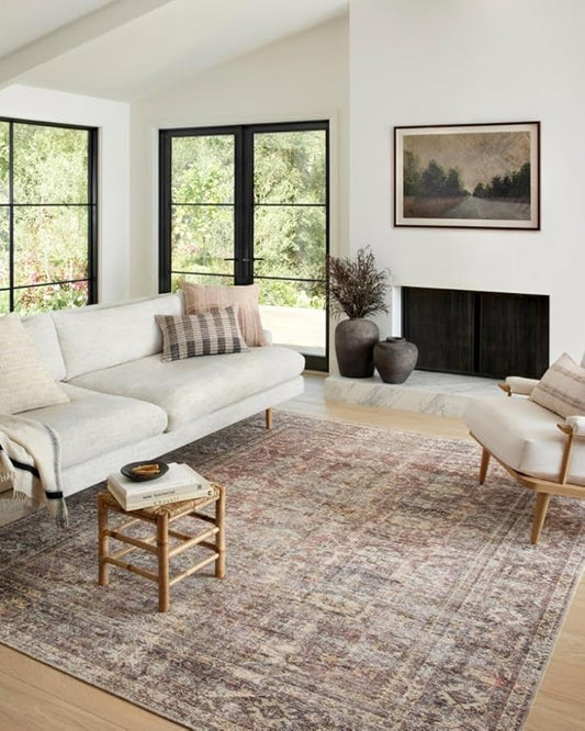Loloi Amber Lewis Georgie Collection GER-06 Bordeaux/Antique 7'-6" x 9'-6", .19" Pile Height, Area Rug