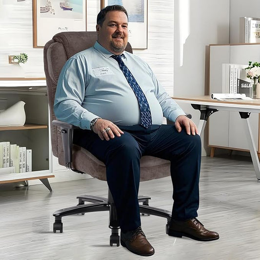 CLATINA Big and Tall Fabric Home Office Chair, Extra Wide Seat, Heavy Duty Ergonomic Executive Cloth Desk Chair with Wheels and Padded Armrests, High Back Computer Task Chair, Black, 500 LBS Capacity
