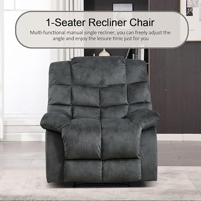 CANMOV Manual Reclining Sofa Set,2 Pieces Sofa Furniture Set for Living Room, Manual Recliner Chair and Recliner Loveseat with Arms for Living Room, Bedroom, Grey(1+2)