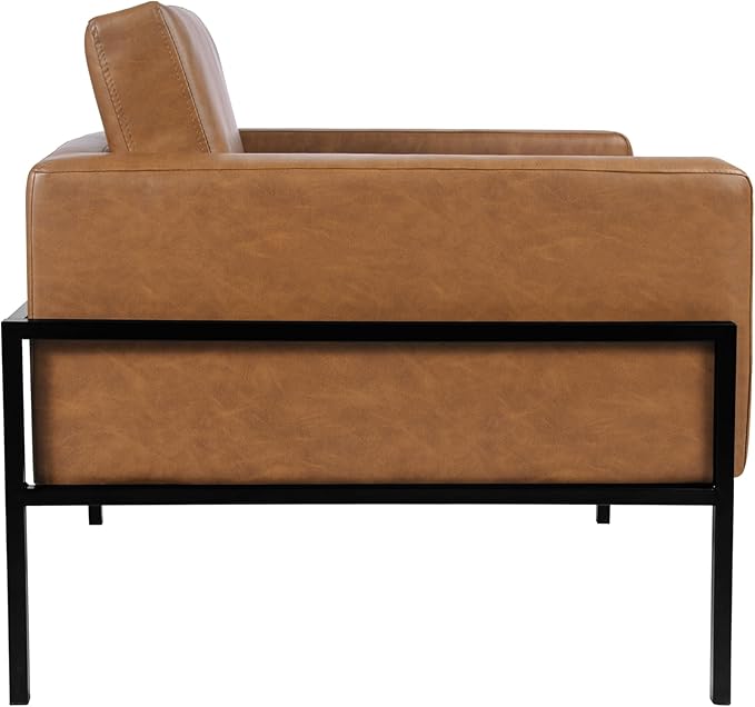 HomePop Modern Metal Frame Accent Chair Home Décor|Accent Chairs for Living Room & Bedroom - Carmel Faux Leather