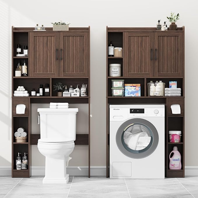 Over The Toilet Storage Cabinet, Farmhouse Storage Cabinet Over Toilet with Barn Door,Home Space-Saving Toilet Rack, for Bathroom, Restroom, Laundry