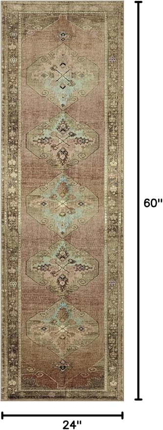 Loloi Magnolia Home by Joanna Gaines Sinclair Collection SIN-06 Clay/Tobacco 2'-0" x 5'-0", .25" Pile Height, Machine Washable, Accent Rug