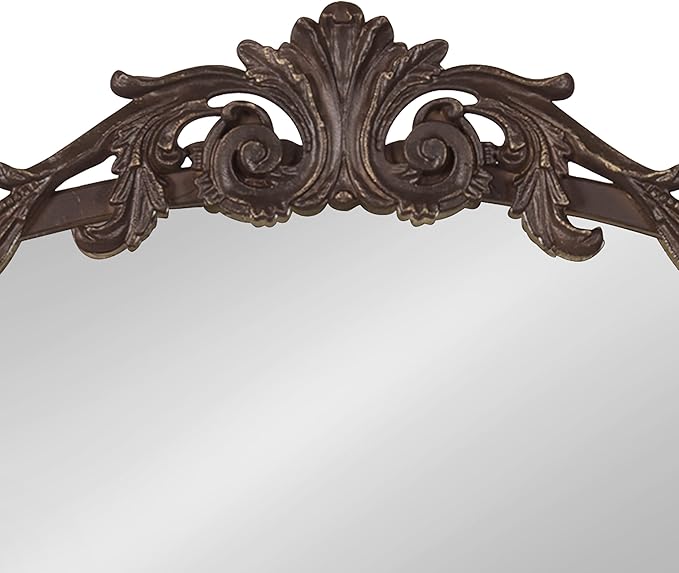 Kate and Laurel Arendahl Ornate Traditional Square Arched Mirror; 28 x 30; Bronze; Decorative Baroque Style Vintage Arch Mirror with Wide Frame and Ornamental Crown