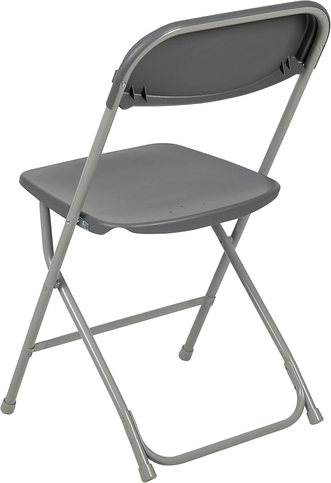 Flash Furniture Hercules Series Plastic Folding Chair - Grey - 650LB Weight Capacity Comfortable Event Chair - Lightweight Folding Chair
