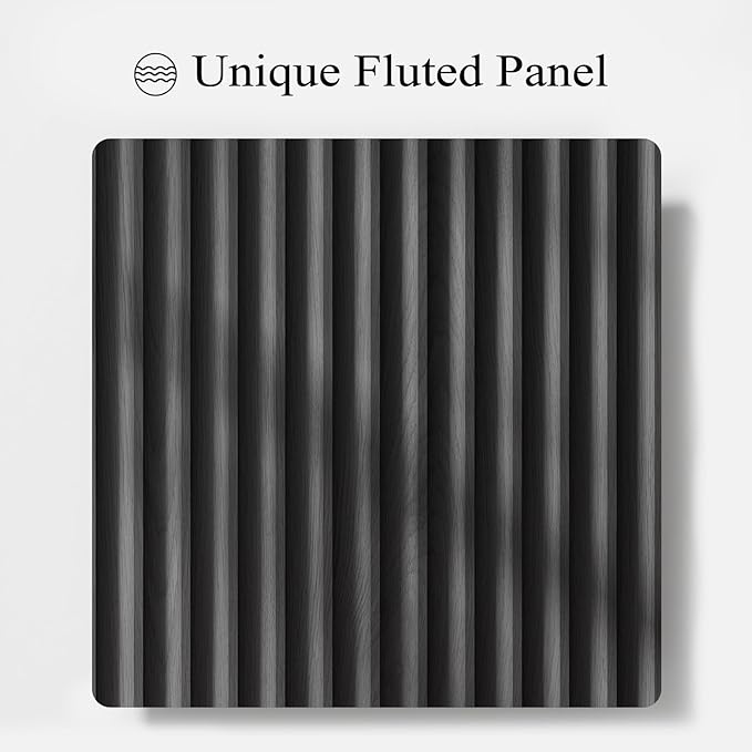 Fluted Buffet Cabinet with Storage, 120"Sideboard Buffet Cabinet with 8 Door, Modern Credenza Storage Cabinets with Adjustable Shelves, Solid Wood Handles for Kitchen, Dining, Living Room, Black(2PC)