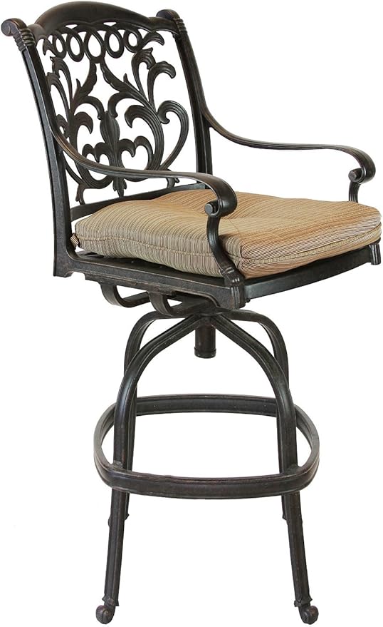 PatioLand Mandalay Patio Cast Aluminum 5pc Party Bar with Half Moon Bar Table - Antique Bronze
