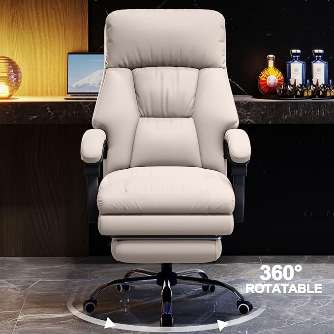 Office Chair with Leg Rest Executive Desk Chairs with Wheels High Back Computer Gaming Chairs Adjustable Reclining Ergonomic Work Chair for Home Office