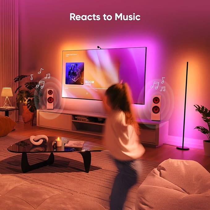 Nanoleaf Matter Smart Floor Lamp, LED Standing Lamps Work with Alexa, Music Sync Corner Lamp,16 Million Colors, 1700lm RGBTW Floor Lamp with Voice Control for Living Room, Ambient Lighting, Black