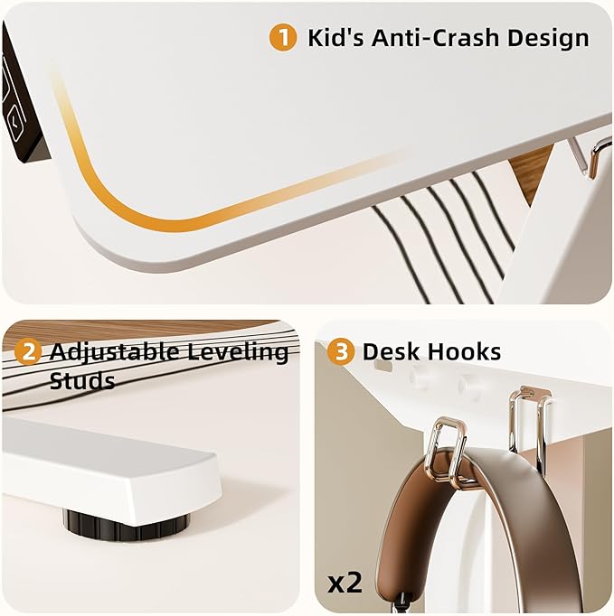 ERGOMAKER Electric Standing Desk, 31.5" x 23.6" Height Adjustable Sit Stand Desk with Splice Board for Home Office, Computer Desk Memory Preset (White Frame, White Desktop)