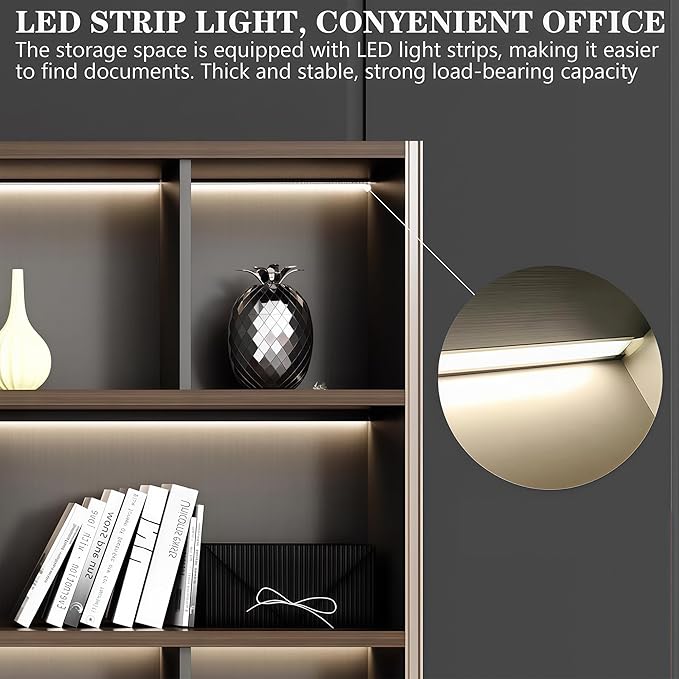 Modern Executive Desk, 133.9 inch L Shaped Desk with Storage, L Shape Corner Desk Drawers and Lockable Storage No Installation Required, Without Desk or Computer Chair (Filing Cabinet)